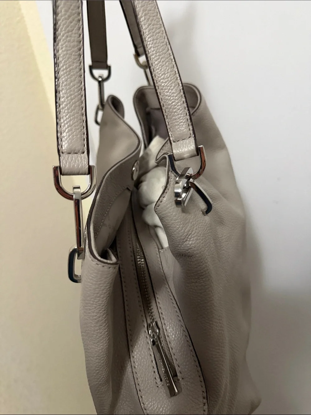 Michael Kors Pebbled Leather Shoulder Hobo in Taupe Gray